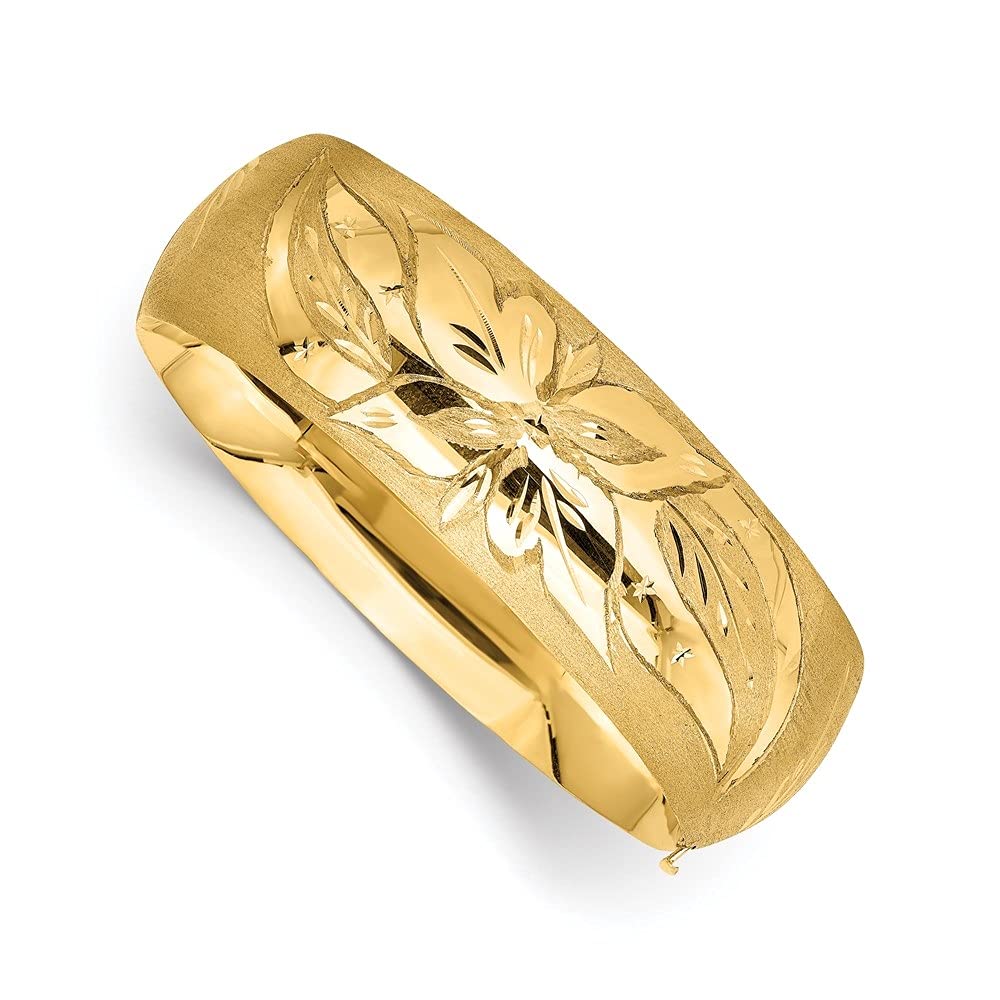 Diamond2Deal 14k Yellow Gold 13 16 Florentine Engraved Hinged Bangle Bracelet