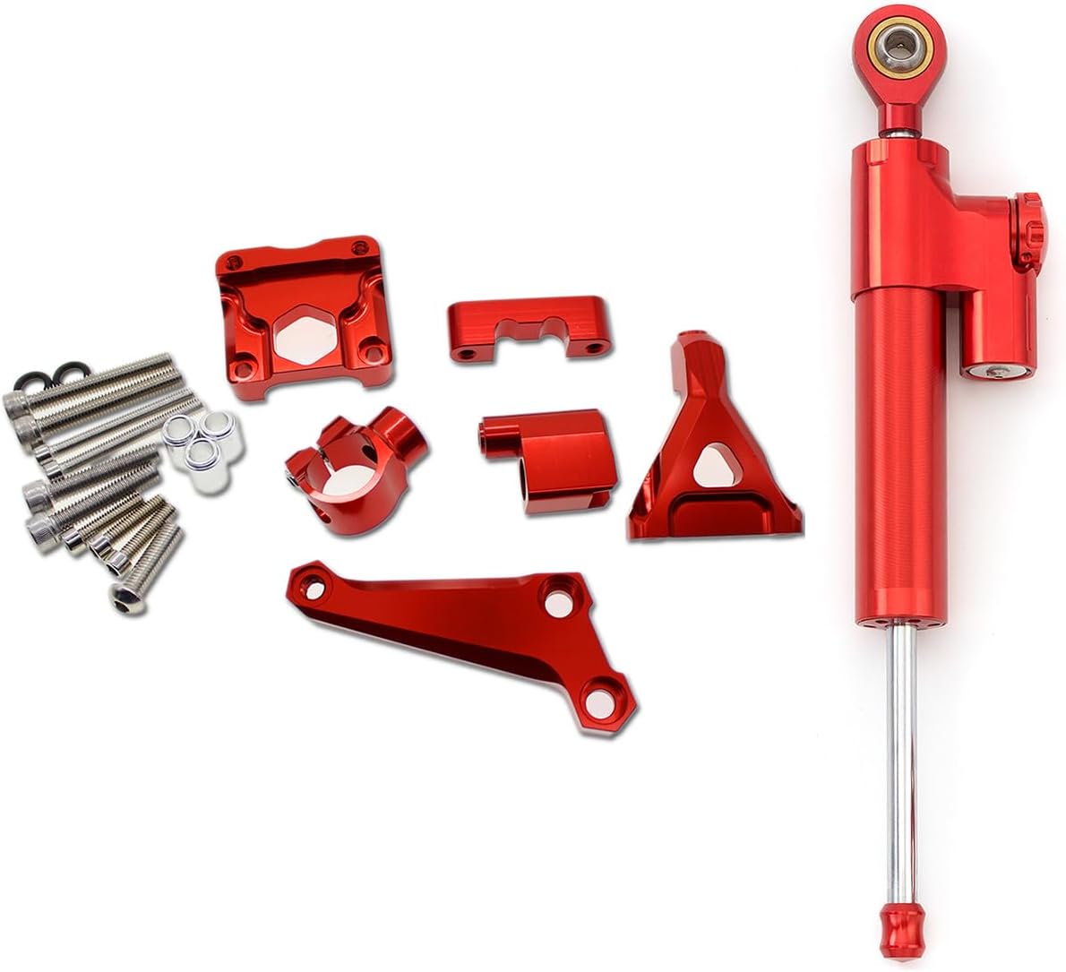 FXCNC Motorcycle CNC Steering Damper Stabilizer Buffer Control Bar With Mounting Bracket Kit Full Set Compatible with Z300 Z250 2015 2016