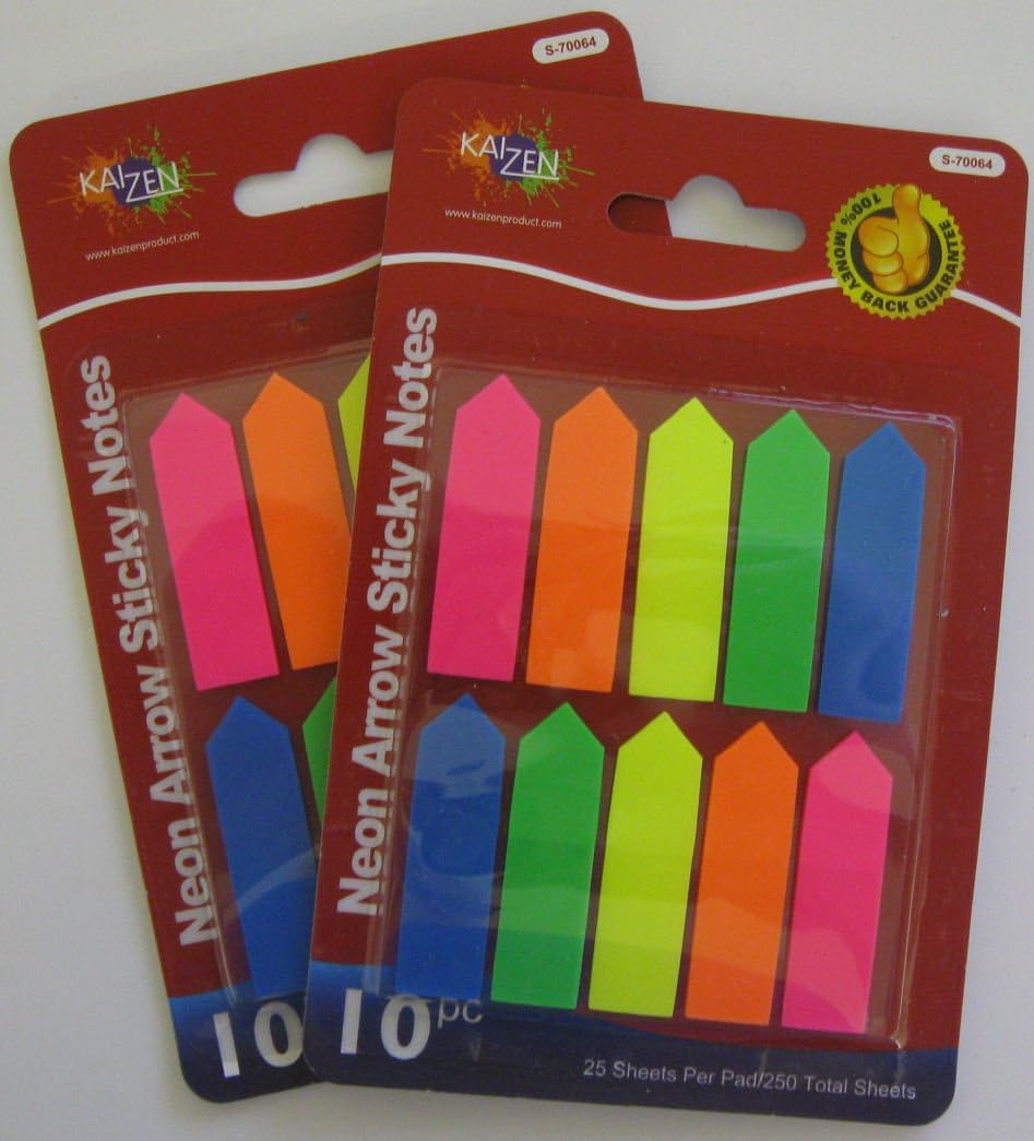 Amazon.com : 2 Packs Neon Arrow Sticky Notes : Sticky Note Pads ...