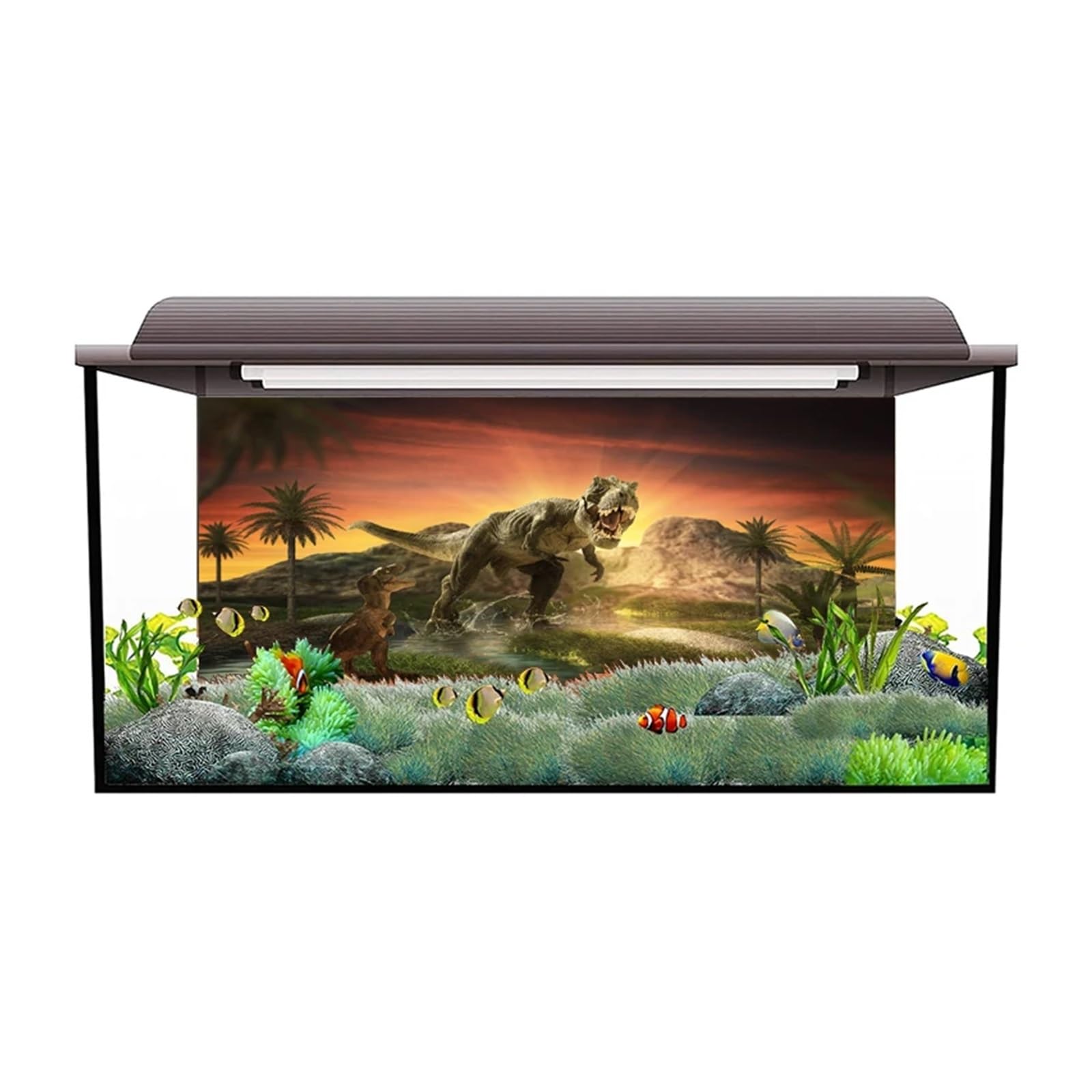 Poster Aquarium Autocollant de Fond d'aquarium, Affiche Dinosaure, décoration, Papier Peint Autocollant, arrière-Plan(41x 122cm)