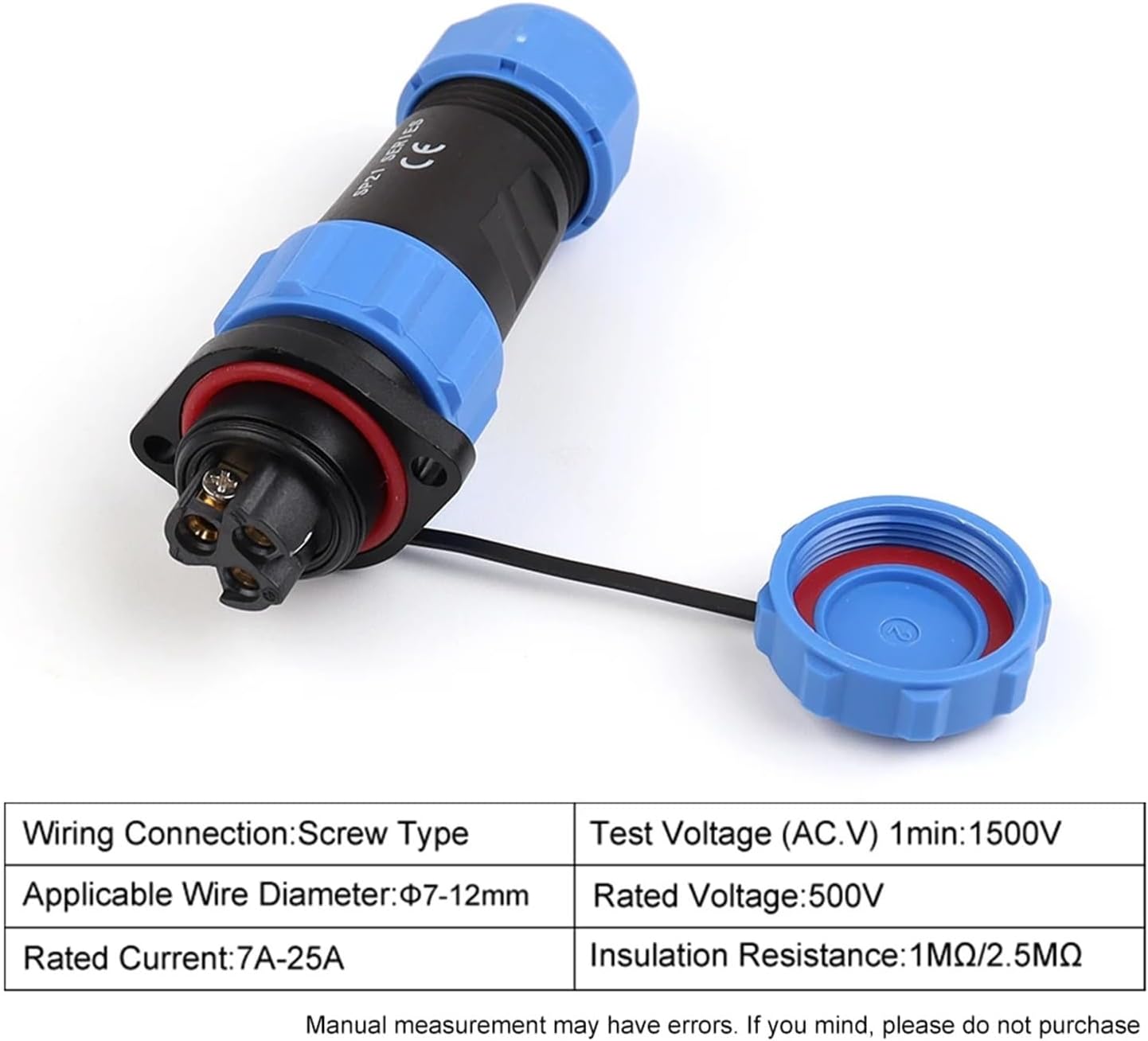 LP/SP21 Nut/Flange/Docking Aviation 2/3/4/5/6/7/9 Pin Waterproof Wire Connector Male/Female Socket Set No Welding(Flange Type,1 Set_6P)
