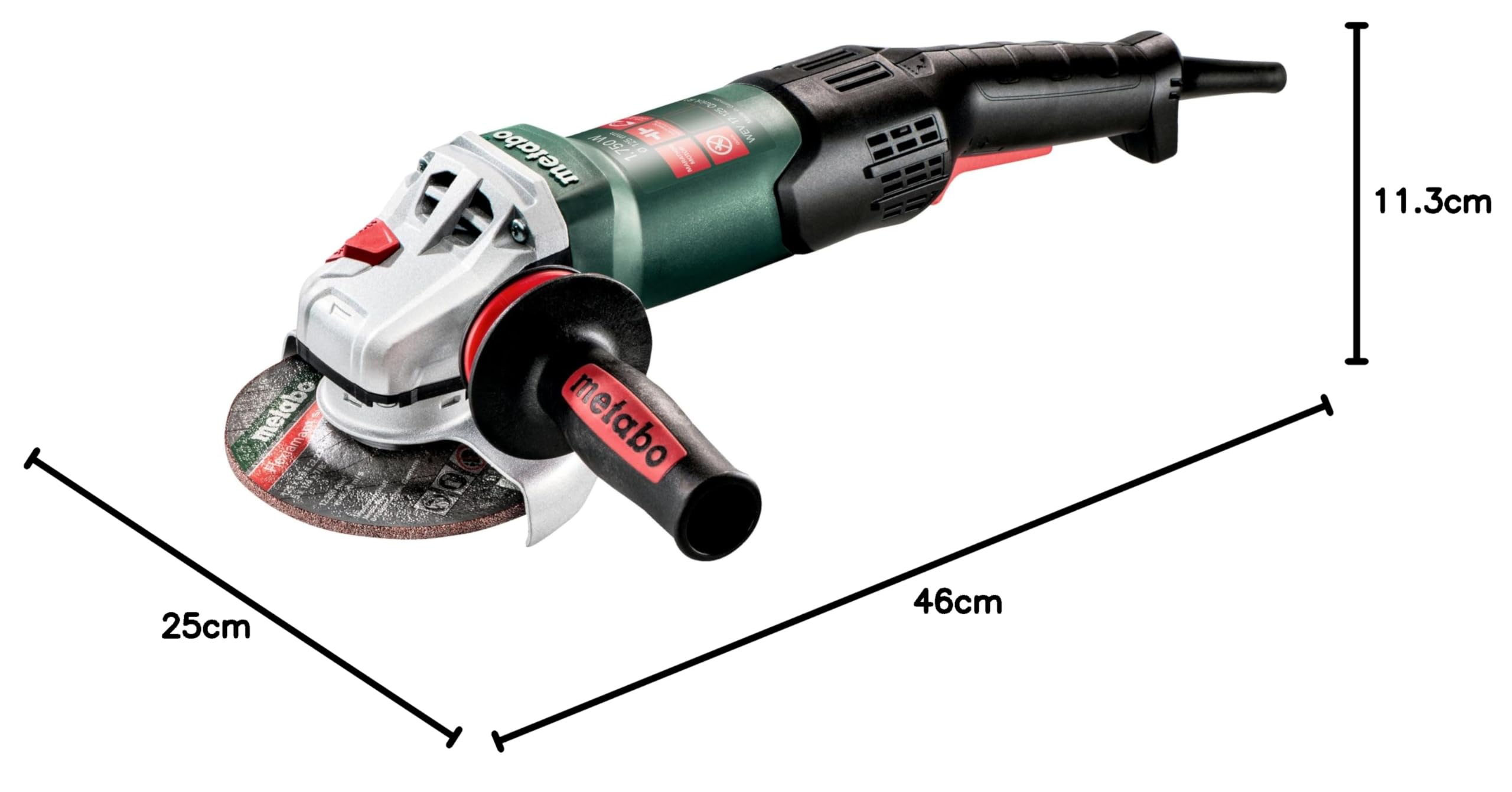 Metabo Szlifierka kątowa WEV 17-125 Quick RT (601089000) karton; z regulacją prędkości obrotowej, nakrętka szybkomocująca, 1750 W, średnica tarczy: 125 mm, prędkość obrotowa biegu jałowego: 2800 –