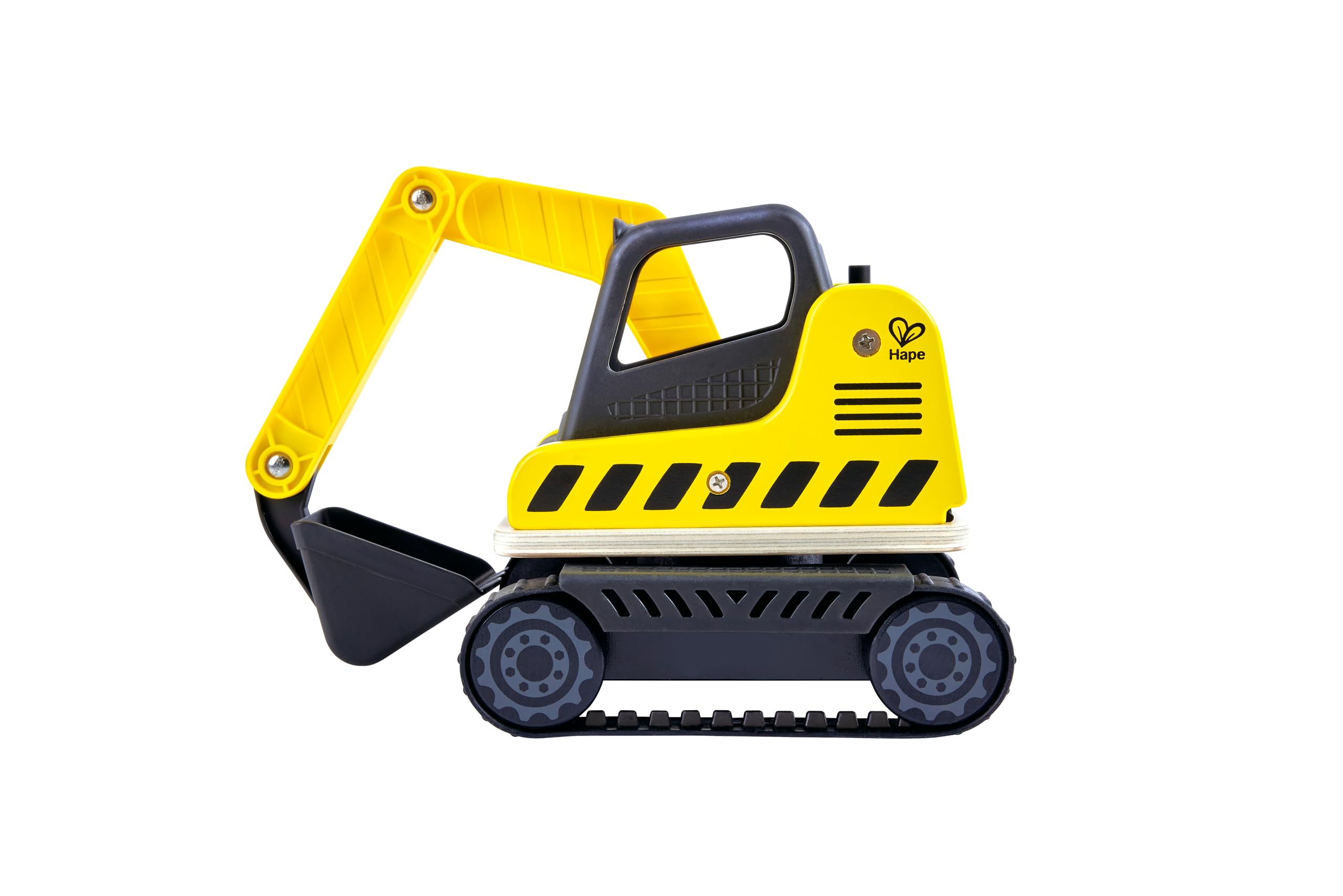 Hape Excavadora para excavar y Recoger | con torreta giratoria de 360°, Pala móvil, Trabajador y Compartimento de Almacenamiento | Vehículo de construcción Educativo para niños