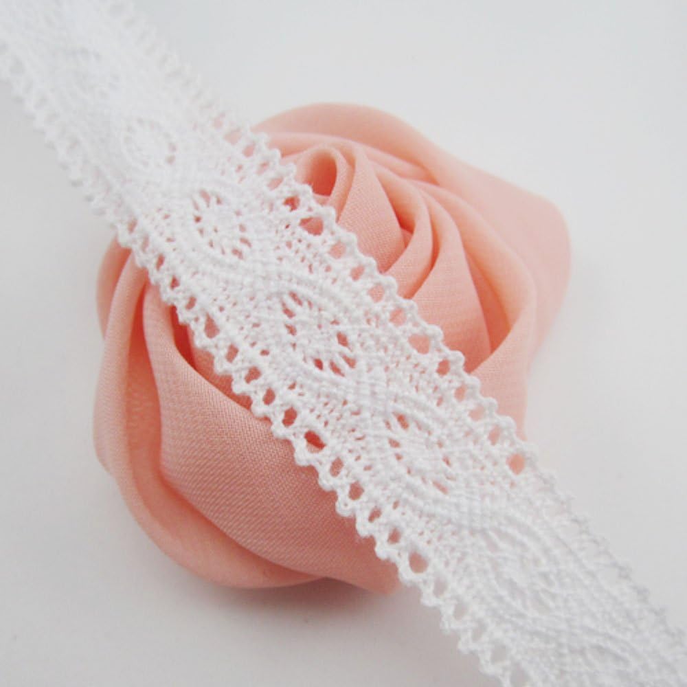 Bluemoon 10 Yards - 20mm Cotton Ribbon lace Trim Dress Lace Trim Cotton Cluny Lace Embroidery White BA0008