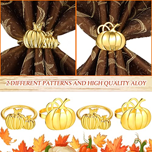 14 Pieces Thanksgiving Pumpkin Napkin Rings Fall Pumpkin Napkin Ring Holders Pumpkin Dinner Tables Rings Fall Pumpkin Napkin Rings For Thanksgiving Wedding Birthday Party Supplies (Gold) #TOP1