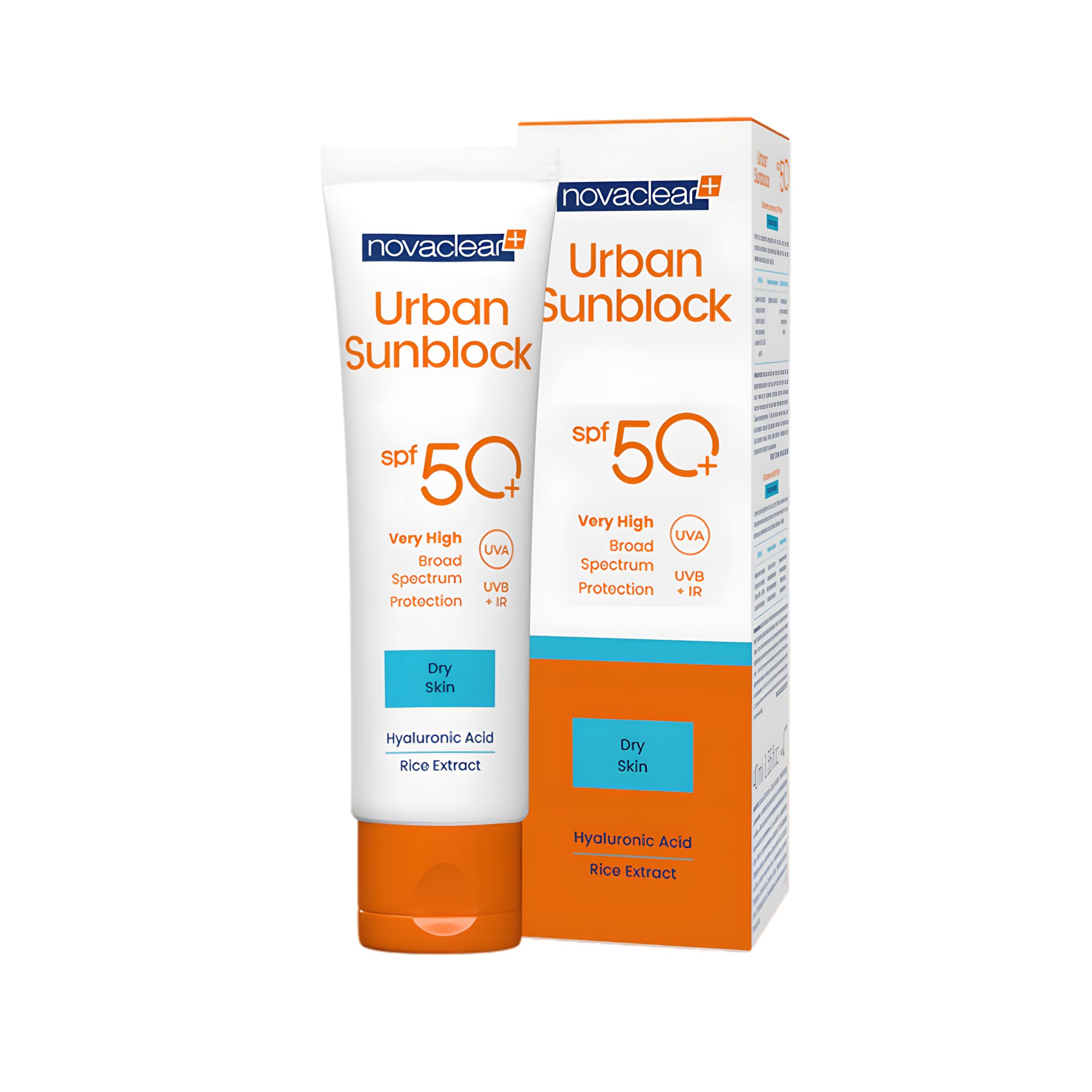 Urban Sunblock SPF 50+ for Dry Skin – Broad Spectrum UV Protection Sunscreen with Hyaluronic Acid & Rice Extract – No White Cast – Fragrance-Free, Fast-Absorbing – 40ml