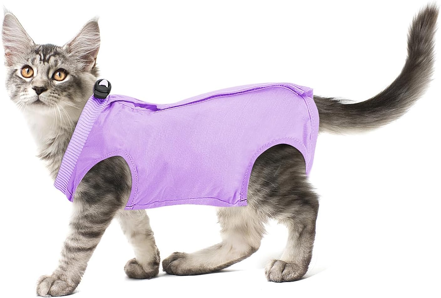 Cat Professional Recovery Suit for Abdominal Wounds or Skin Diseases, Kitten Surgery Alternative, Purple, S Size