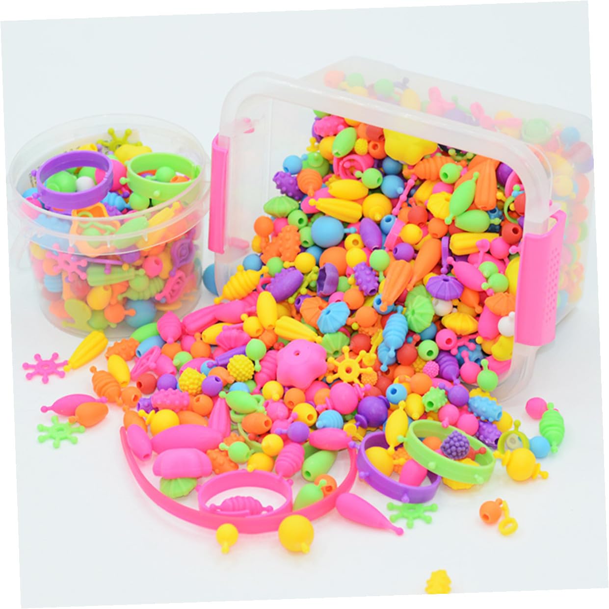 CORHAD Kit de Pulseras y Collares de Cuentas de Plástico DIY para Niñas, 1 Caja Portátil, Fomenta la Creatividad, para Manualidades y Adornos
