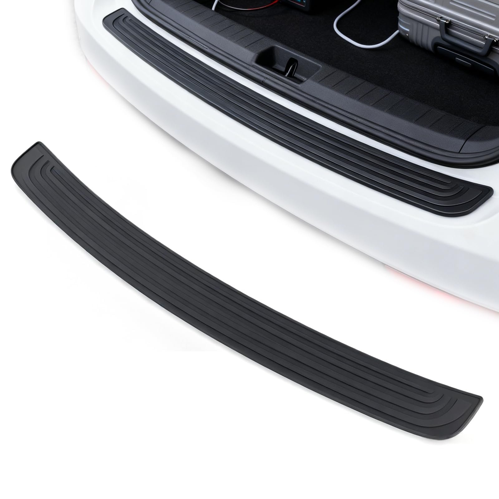 ONEMAJI Rear Bumper Protector Guard for VW Caddy III Mk3 Facelift (2K) 2010-2015, Rubber Trunk Sill Plate Cover Scratch Resistant Guard Trim Rear Door Entry Protector