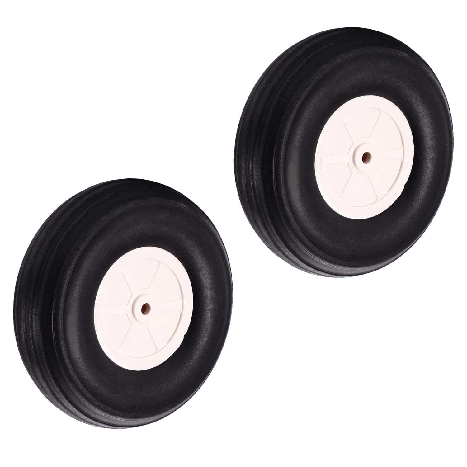 Heyiarbeit 4.5" RC Model Airplane Foam Wheel Super Light Tire and Wheel Sets for RC Airplane PU Sponge Tire with Plastic Hub 2 Pcs — image 1