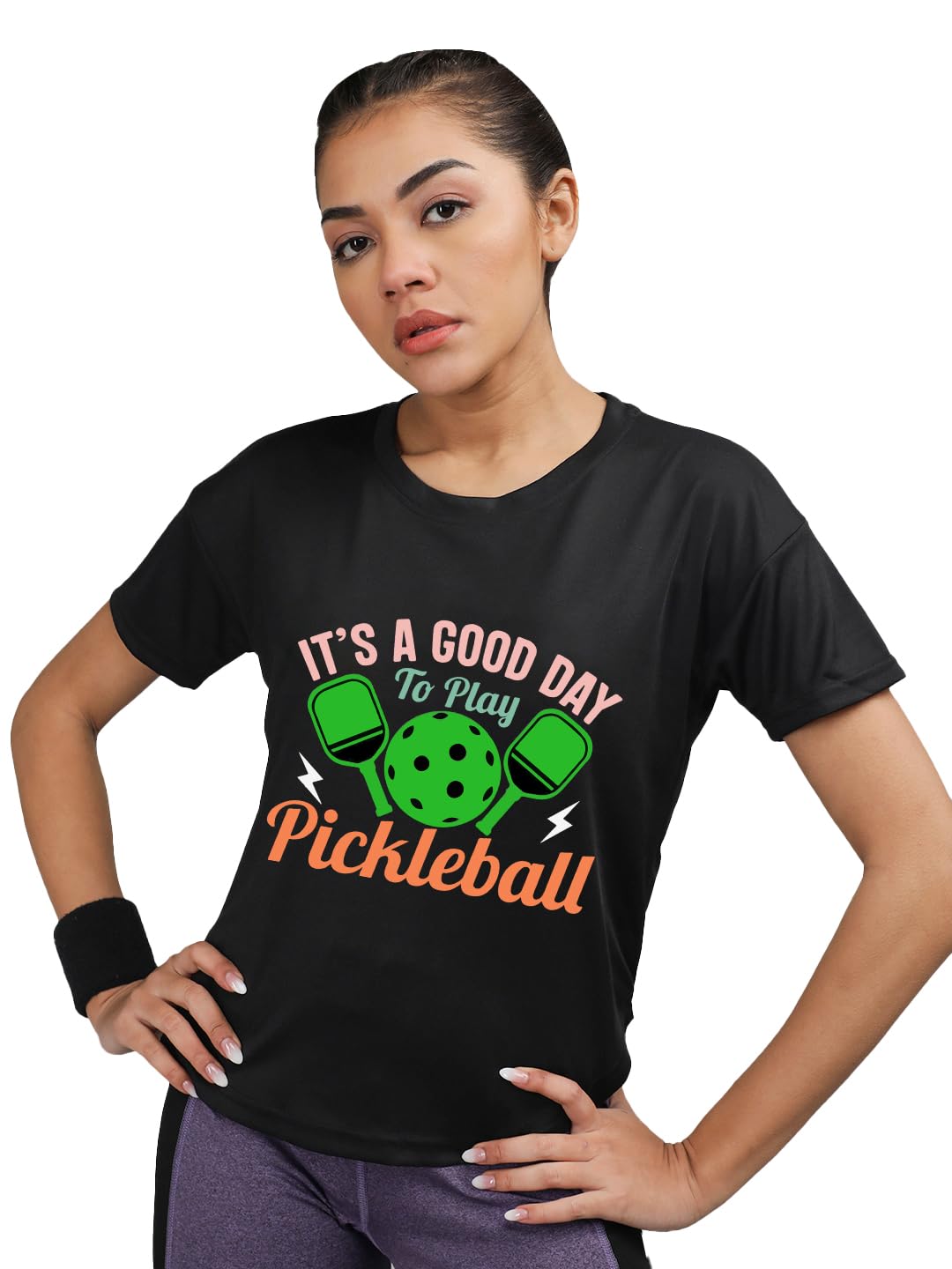 chkokko Women's Quick Dry Round Neck Breathable Printed Regular Fit Pickelball T-Shirt for Gym Active wear Running Workout Training Fitness Sports Activities-picture-33