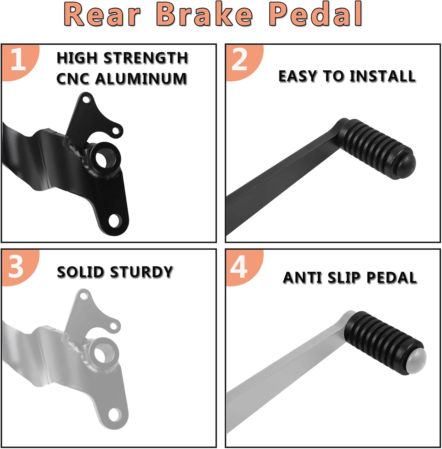 Motorcycle Brake Pedal Foot Lever Replacement for Yamaha MT-07 MT07 FZ-07 FZ07 2021-2024 XSR700 2022-2024 Rear Brake Lever(Black)