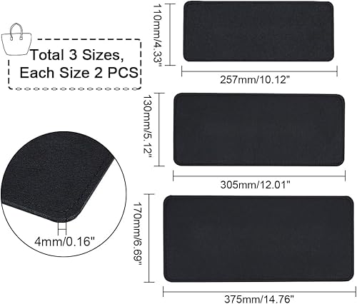 Miniatura 2 de PH PandaHall 6 piezas de 3 tamaños de base de fieltro, base de inserción de bolsa rectangular, base de inserción negra, bolsa de inserción inferior,