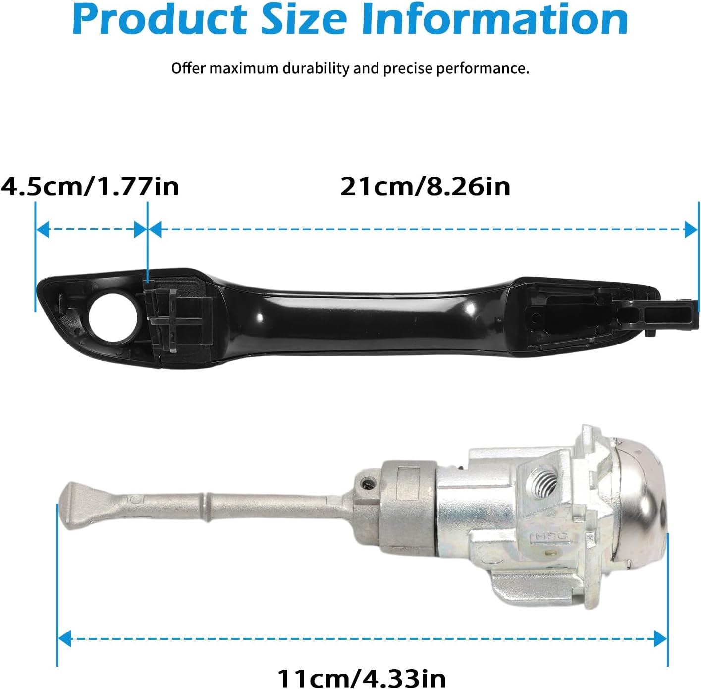 Driver Side Exterior Door Handle and Door Lock Cylinder Kit for Elantra 2017 2018 2019 2020 with 2 Keys 82651-F2010 82652-F2010