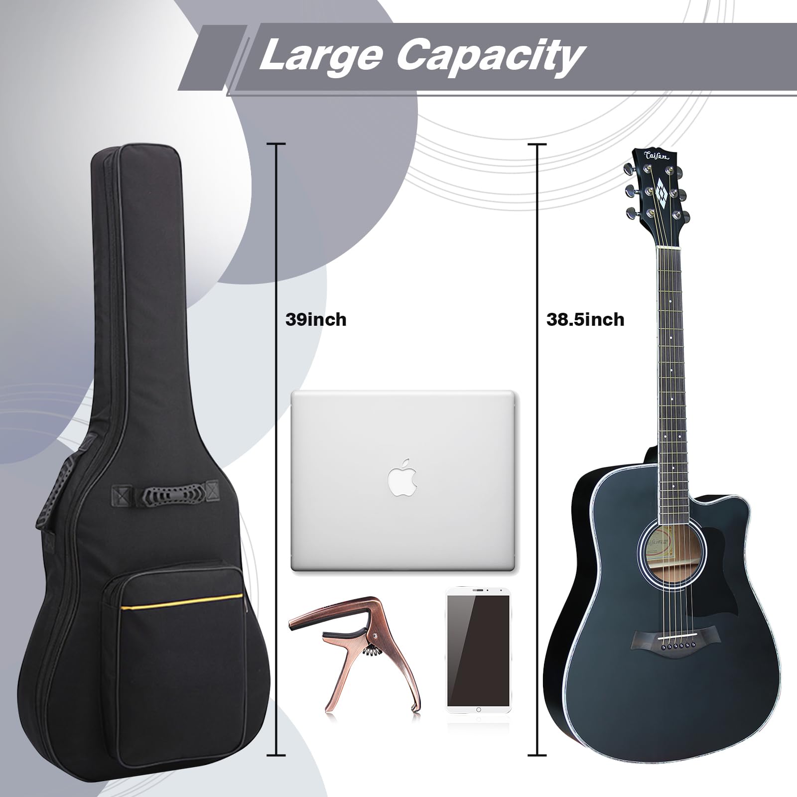 Funda para guitarra acústica de 41 pulgadas, resistente al agua, Bolsa acústica