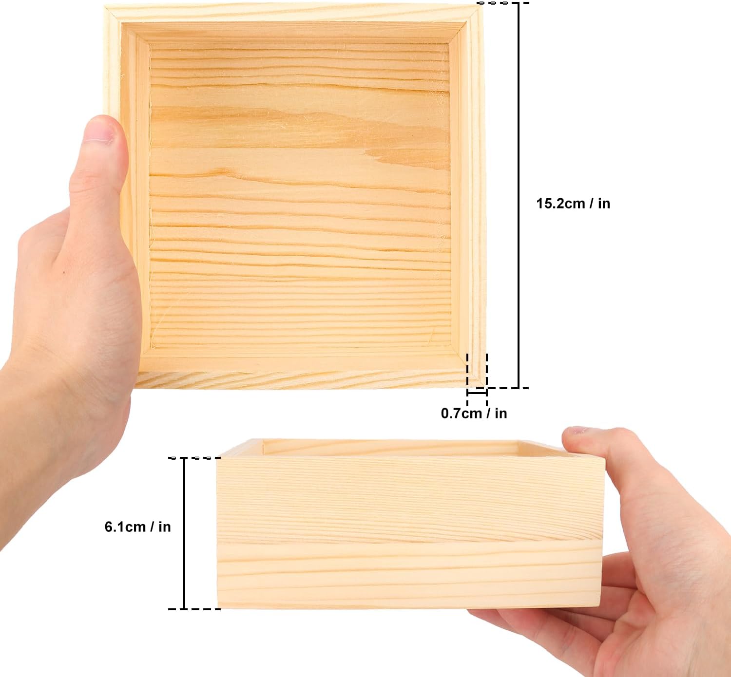 14 Pack 6 x 6 Inches Unfinished Wooden Boxes, Small Unfinished Square Wood Box Bulk, Small Wooden Box for Art DIY, Jewelry Storage, Home Decor, Succulent Plant Pot