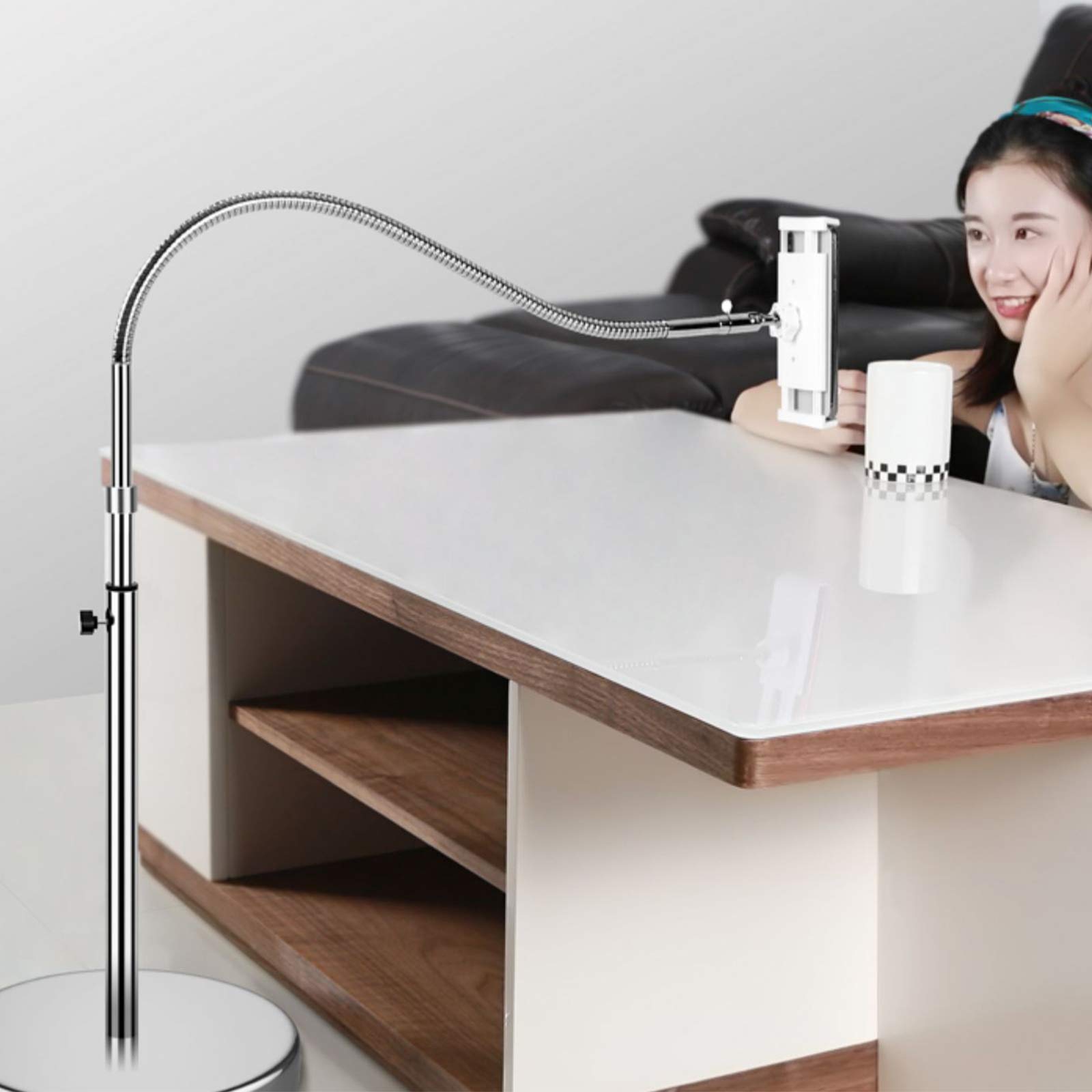 Soporte Móvil Universal Soporte Diseño Ergonómico, Ajuste de Altura Telescópico, 360 Grados, a Voluntad para Teléfonos Móviles y Tabletas Dentro de 4-13.5 Pulgadas