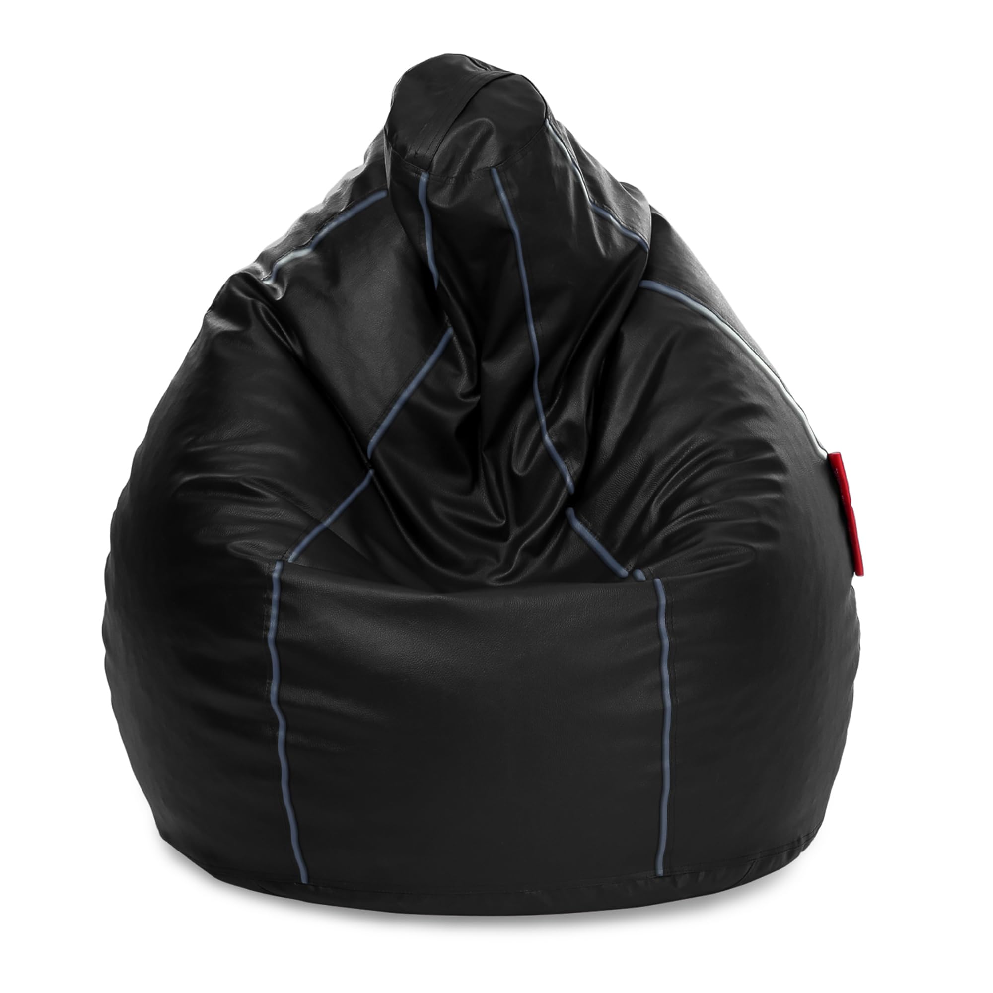 Style Homez Classic Bean Bag Cover, Premium Leatherette Fabric Jumbo SAC Size, Black Color Grey Stripes-image-19