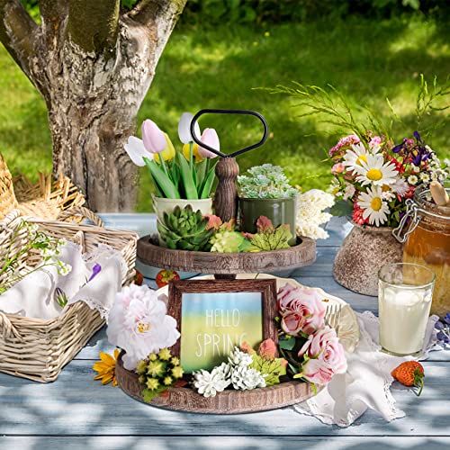 Mustry-Rustic-Wooden-2-Tiered-Tray-Round-Farmhouse-Kitchen-Table-Decor-Serving-Tier-Tray-Food-Fruits-Cupcake-Display-Coffee-Bar-Home-Party-Seasonal-Decorations-Brown Mustry Rustic Wooden 2 Tiered Tray Round Farmhouse Kitchen Table Decor Serving Tier Tray Food Fruits Cupcake Display Coffee Bar Home Party Seasonal Decorations Brown