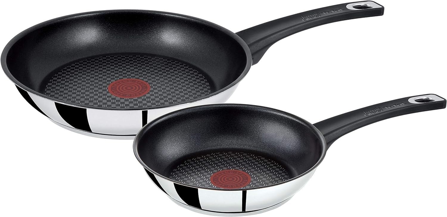 Tefal Jamie Oliver 2 Stück Edelstahl Bratpfannen 20 cm und 26 cm, induktionsgeeignet