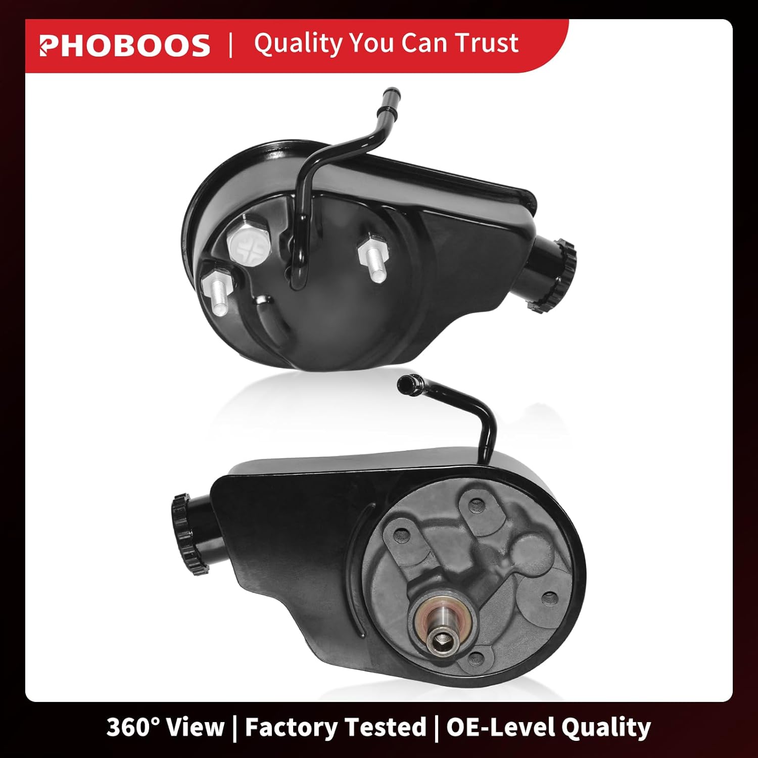 PHOBOOS Power Steering Pump Compatible with Chevrolet & GMC & Cadillac & Hummer—Silverado/Suburban/Avalanche/Sierra 1500, Escalade, Cheyenne, Yukon, 1999-2014, with Outlet & Reservoir, Ref. 20-8740