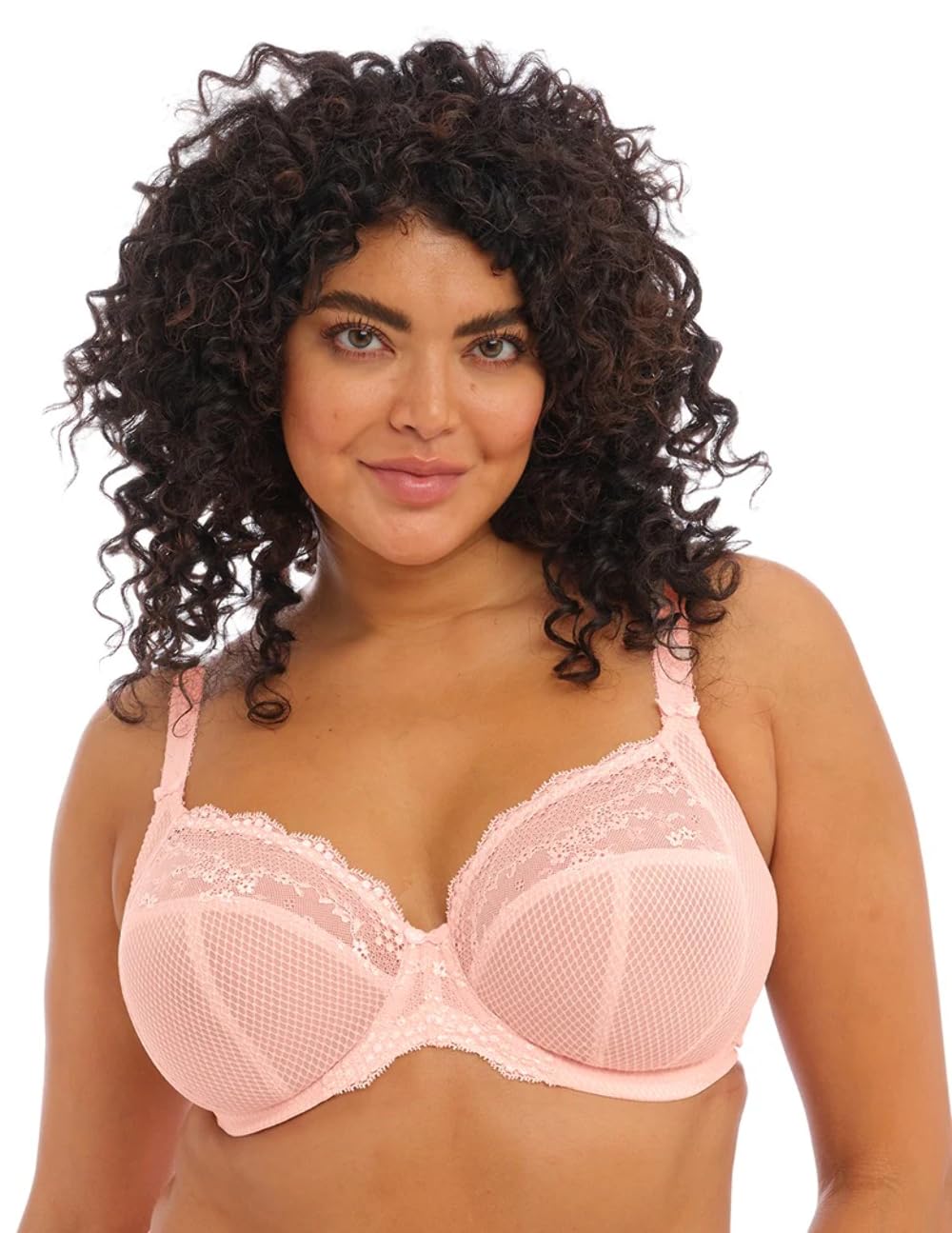 Elomi Women's Charley Bra: Stretch Lace & Mesh, Racerback Option. Low Plunge UK jj, Us Sizes D-n, Opaque, Ballet Pink, 42F