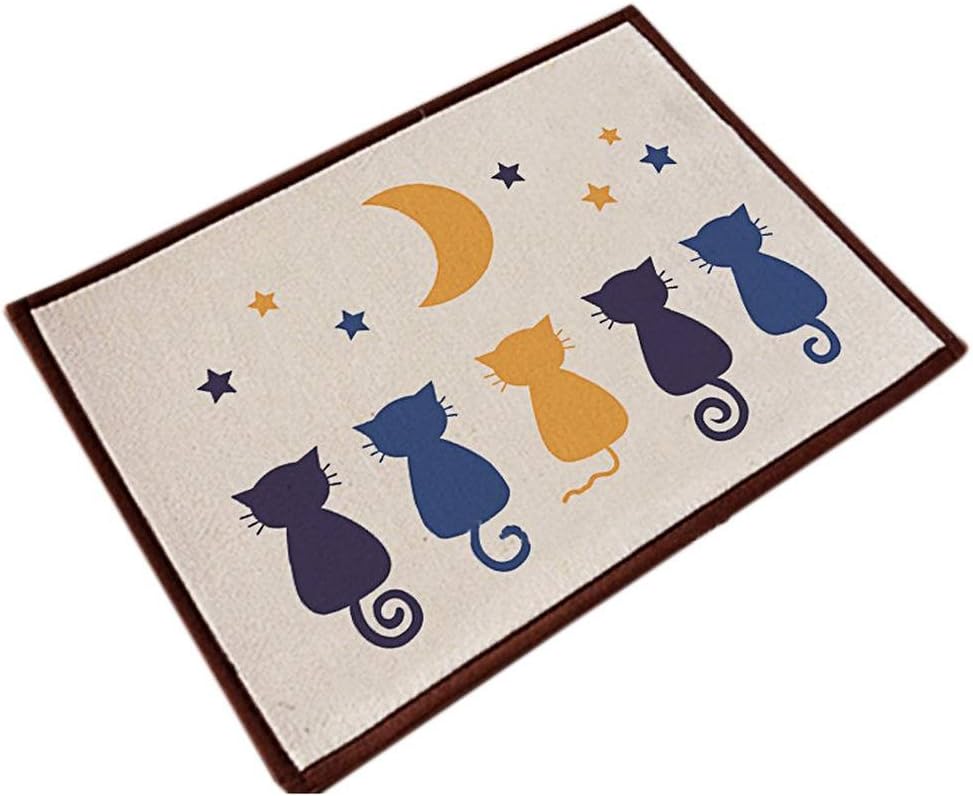 ChezMax Cotton&Linen Zakka Non-Slip Indoor Outdoor Hello Doormat Large Small Inside Outside Front Door Mat Carpet Floor Rug Five Cats 16"X24"