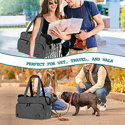 Petami Small Dog Purse Carrier, Soft-Sided Pet Carrier Bag With Pockets, Portable Medium Dog Puppy Large Cat Travel Handbag Tote, Airline Approved Breathable Mesh, Poop Dispenser Sherpa Bed, Dark Gray #TOP6