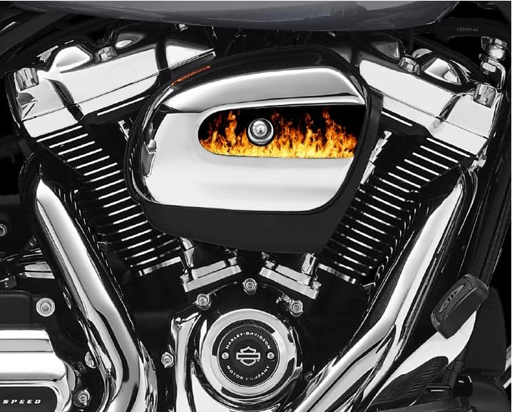 Miniatura 2 de Kustom Cycle Parts - Funda para filtro de aire de llamasfuego. Sustituye al inserto Harley Davidson M8  107. Fabricado con orgullo en los Estados