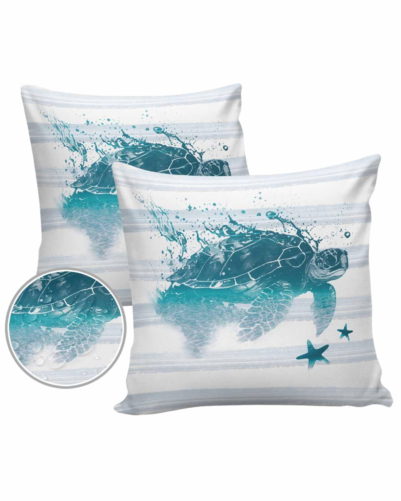 Edwiinsa Sea Turtles Outdoor Pillow Covers Waterproof,All Weather Cushion Case Set of 2 Decorative Pillowcases for Sofa Couch Bed Decor Patio Furniture 18