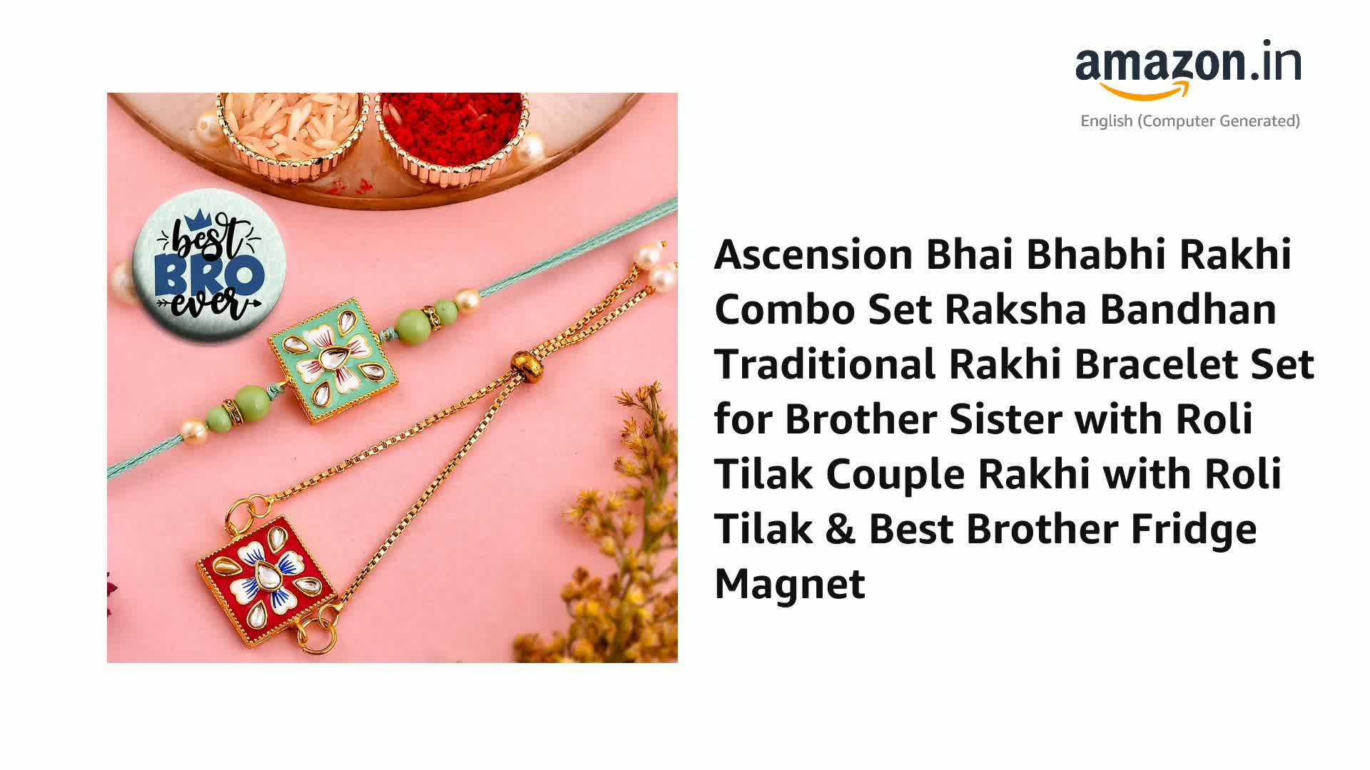 Satvik Agate Rakhi With Gayatri Mantra – Set Of 2 Raksha Bandhan Threads For Brother With Roli Chawal - View #12