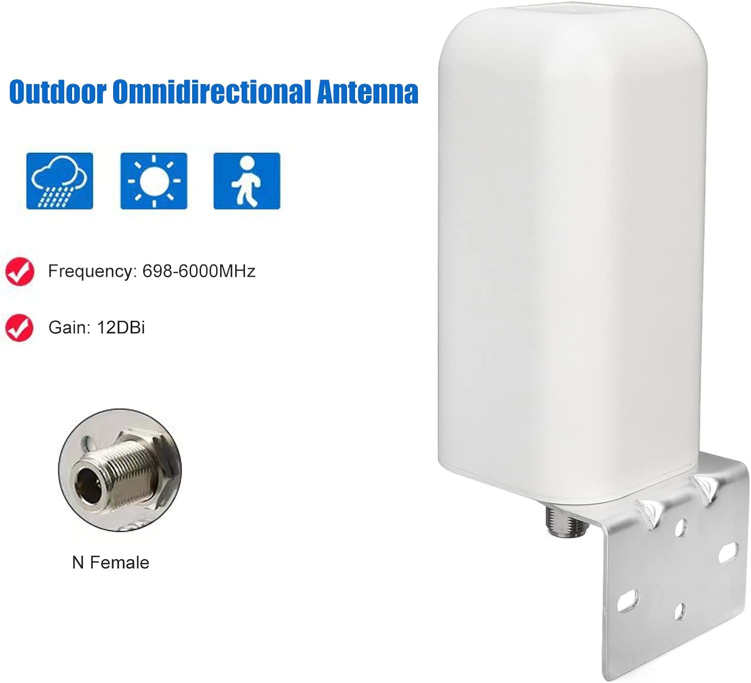 3G 4G LET Antenna Outdoor 18DBi 600-6000Mhz-13 Wide Band Antenna with N Female Connector, TV Phone Signal Amplifier Antenna