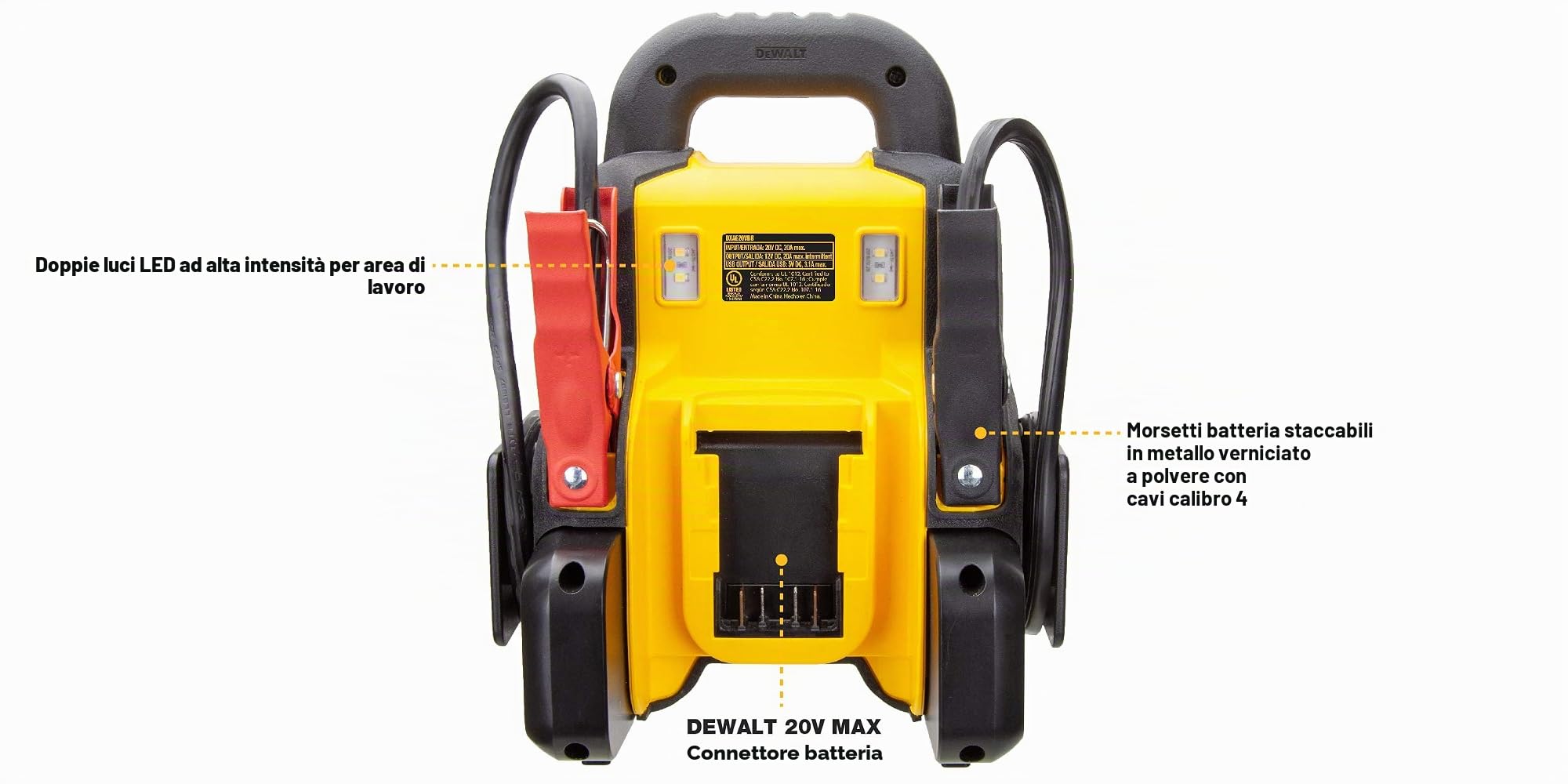 DEWALT DXAE20VBB Automotive Battery Booster and 12V Jump Starter with USB Power Station: Powered by Standard 20V MAX and FLEXVOLT Tool Batteries
