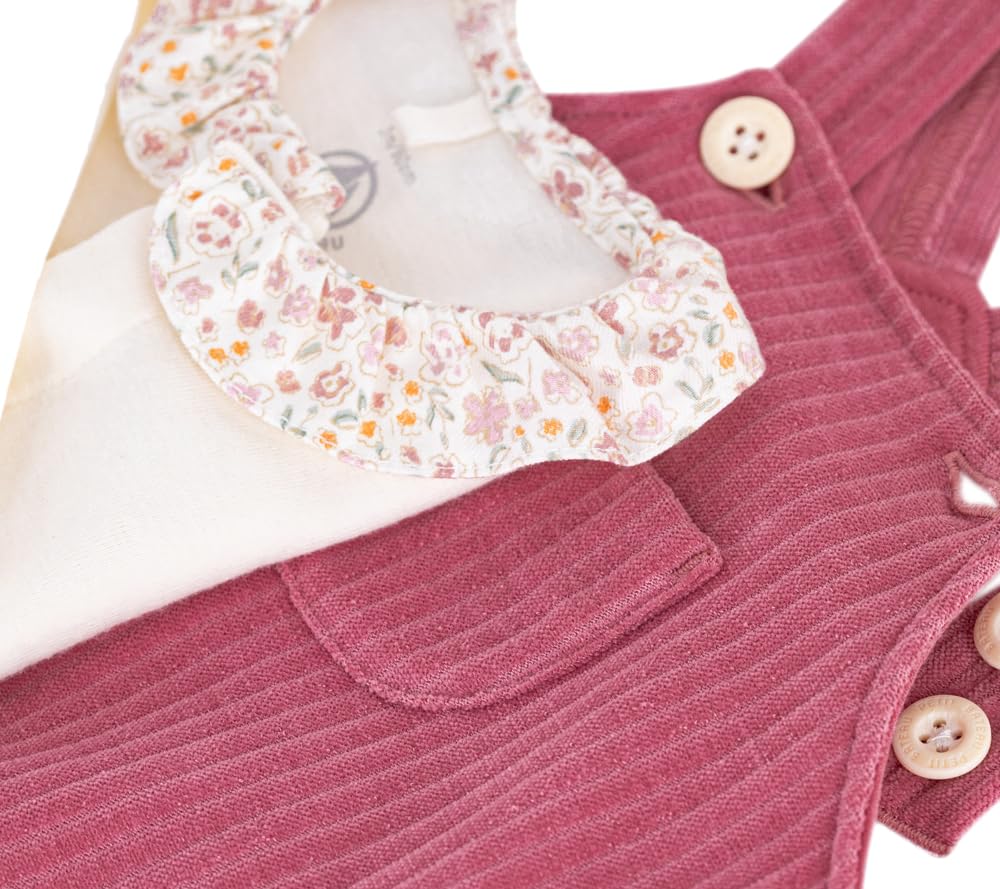 Petit Bateau Baby-Set Latzhose und Body aus Baumwolle mit einfarbigem Kragen