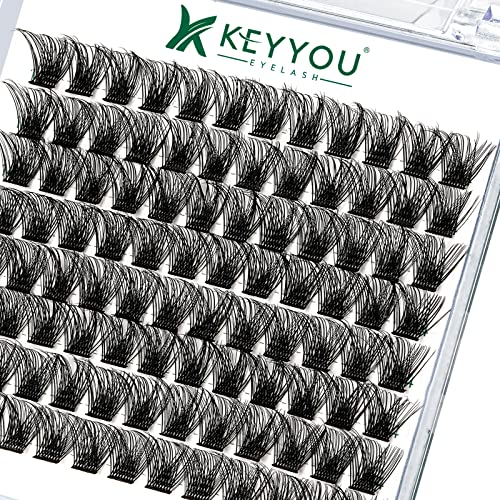 Image of Lash Clusters 96pcs Individual Lashes Y03 D Curl 12mm Cluster Lashes KEYYOU Volume Wispy Lash Extension Soft&Comfortable Easy DIY at Home(Y03 D-12mm)