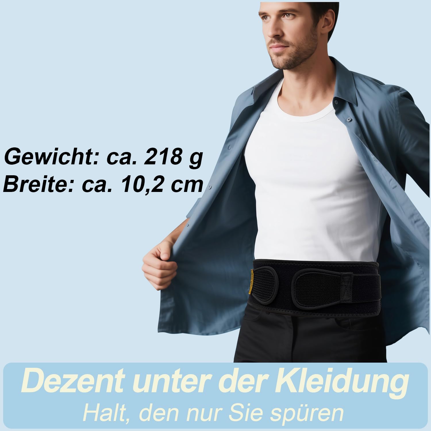 cybryeh Dünner & leichter Rückenstützgürtel für den unteren Rücken – Schmaler, atmungsaktiver Stützgürtel mit verstellbarer Lendenstütze für Damen und Herren, Komfort den ganzen Tag