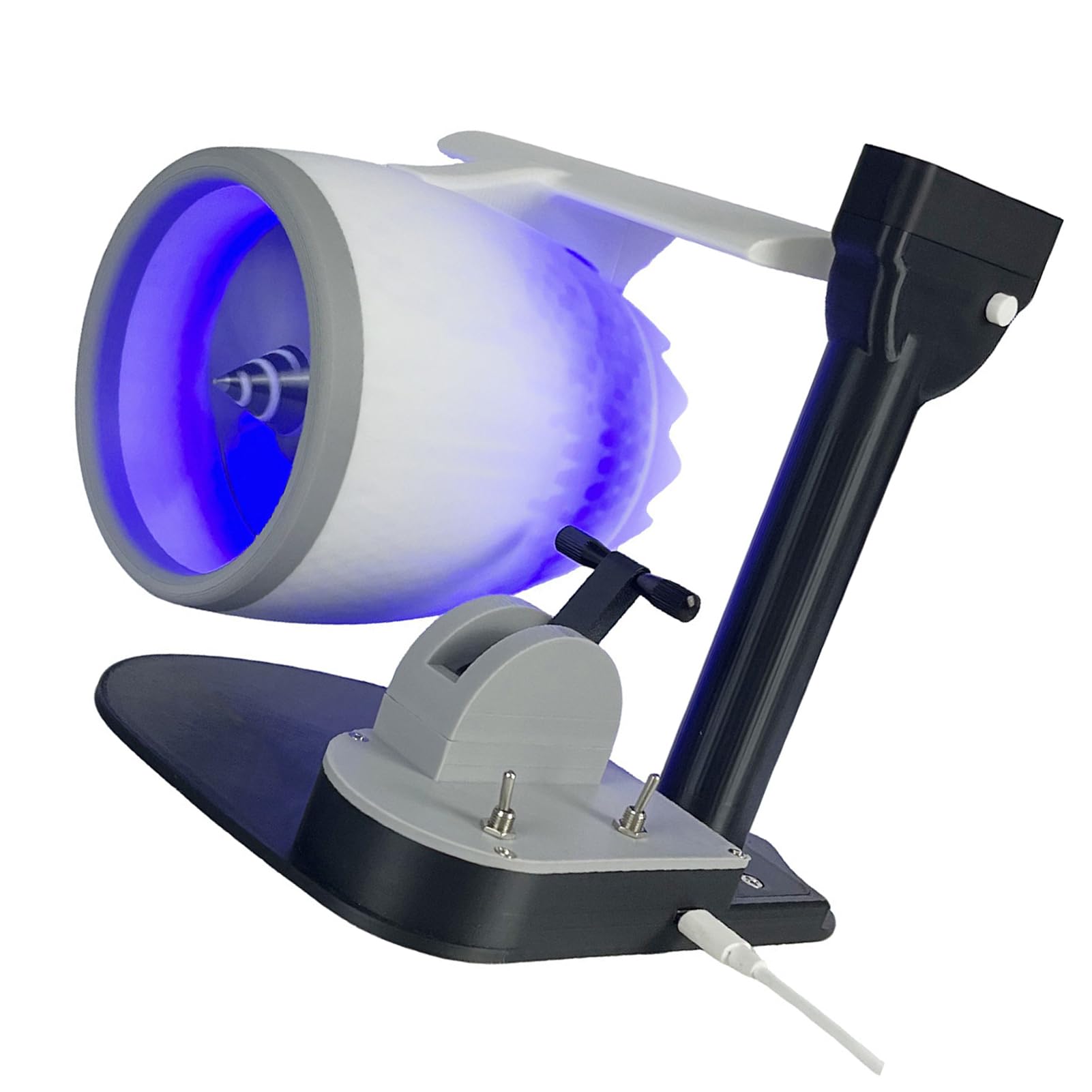 Eujgoov Wentylator Biurkowy USB 2 w 1 Przenośny Wentylator Biurkowy z Nadrukiem 3D z PLA i regulowaną prędkością Nawilżacz Efekt świetlny 50 Ml do Domu, Sypialni, Biura, Użytku w Porze Suchej (BLUE)