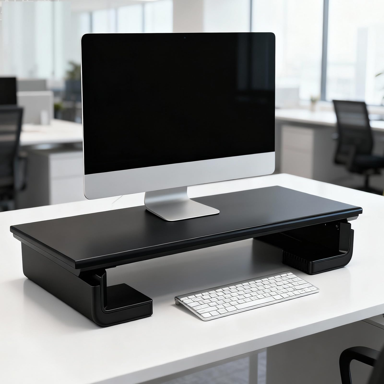 Cuifati Stojak na Komputer, Ergonomiczna, Regulowana Podstawka Pod Monitor z Portem USB 2.0 i Nóżkami Antypoślizgowymi, do Laptopów, Telewizorów, Drukarek i Wyświetlaczy