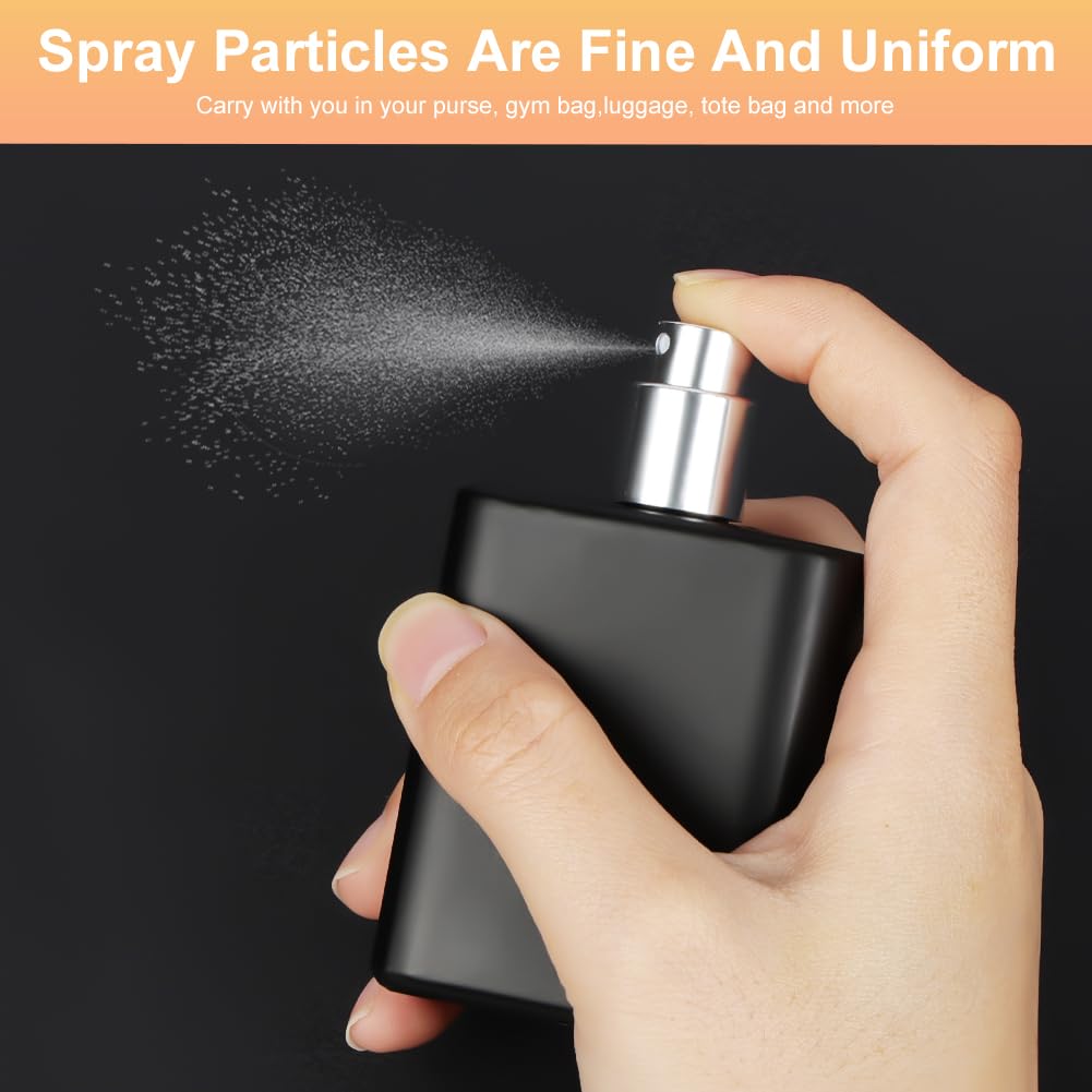 LOPHE 2 x rozpylacz do perfum o pojemności 50 ml, czarny, przenośny mini spryskiwacz, podróżny, dla mężczyzn i kobiet