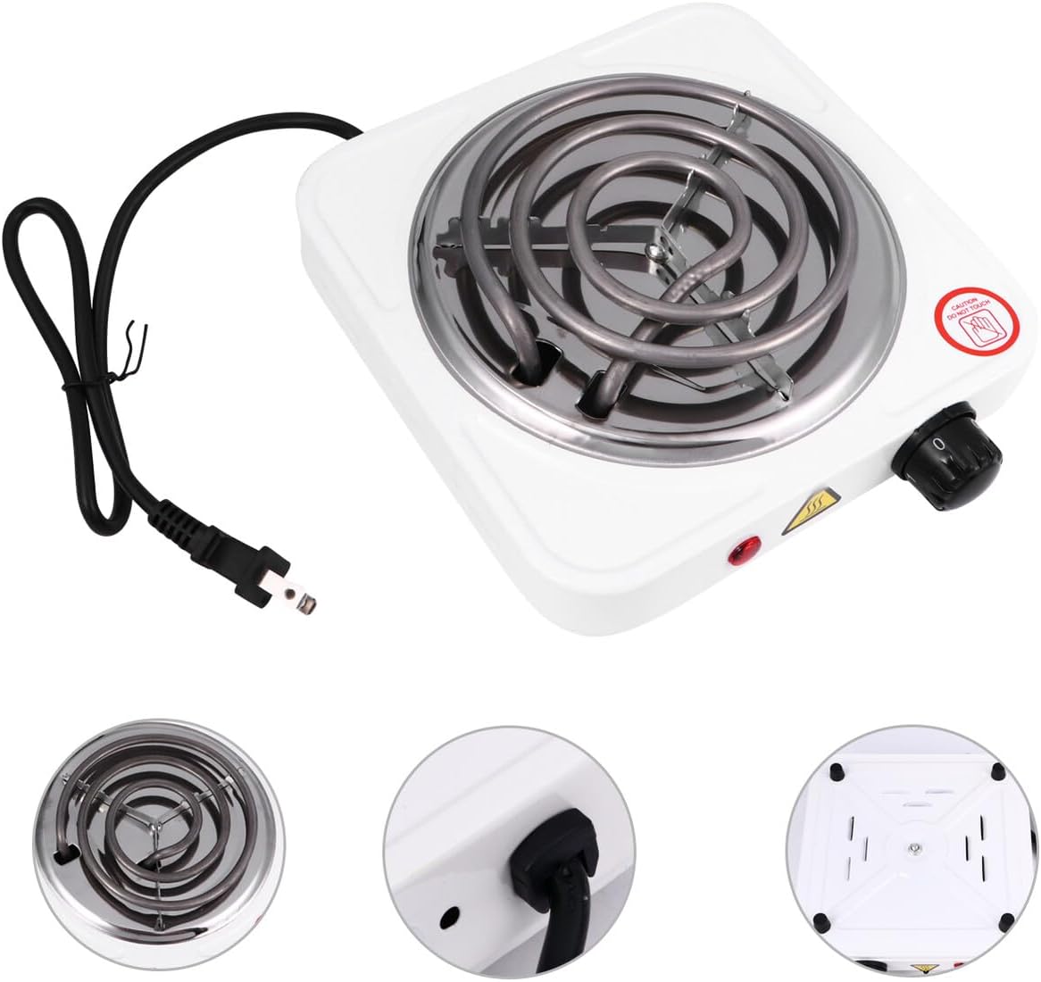Adjustable Temperature Electric Heater Stove Single Burner Portable Coffee Stove with US Power Connector Quick Heating Heating Plate for Kitchen and Travel