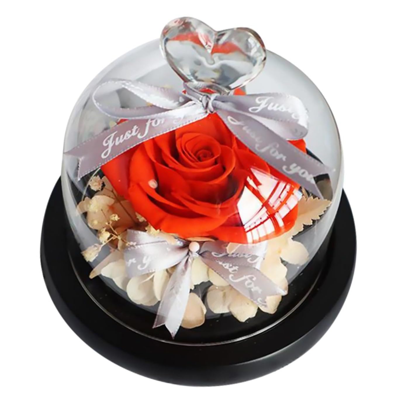 Fleur Immortelle sous Cloche en Verre pour la Saint-Valentin