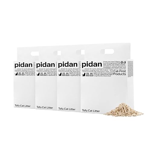 pidan Tofu Cat Litter Clumping,Flushable,Ultra Absorbent and Fast Drying, 100% Natural Ingredients Litter,Solubility in Water,Really Dust-Free,Less Scattering (5.3lb×4bags) - 5.3lb×4bags