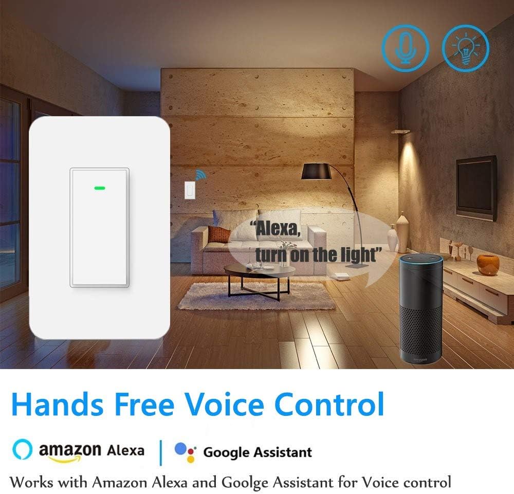 Exclusive 3 Way Smart Wi-Fi Light Switch Plus, Individual 3 Way Switch(only one needed) /Single Pole Switch, Compatible with Alexa Google Assistant & IFTTT Remote Control Timing Function No Hub Required(1-Pack)