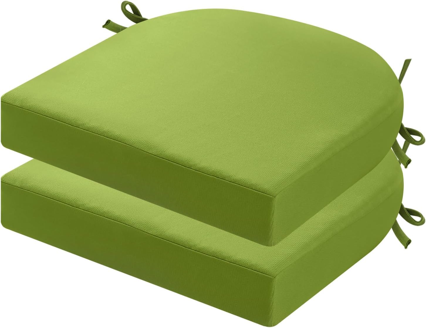 PRIMEPATIO Outdoor Garden Chair Cushions Set of 2, Thick 7cm, Patio Waterproof Seat Cushions with Ties for Outdoor Furniture, U-Shaped Chair Dining Pads, 40 x 40cm, Green โ image 1