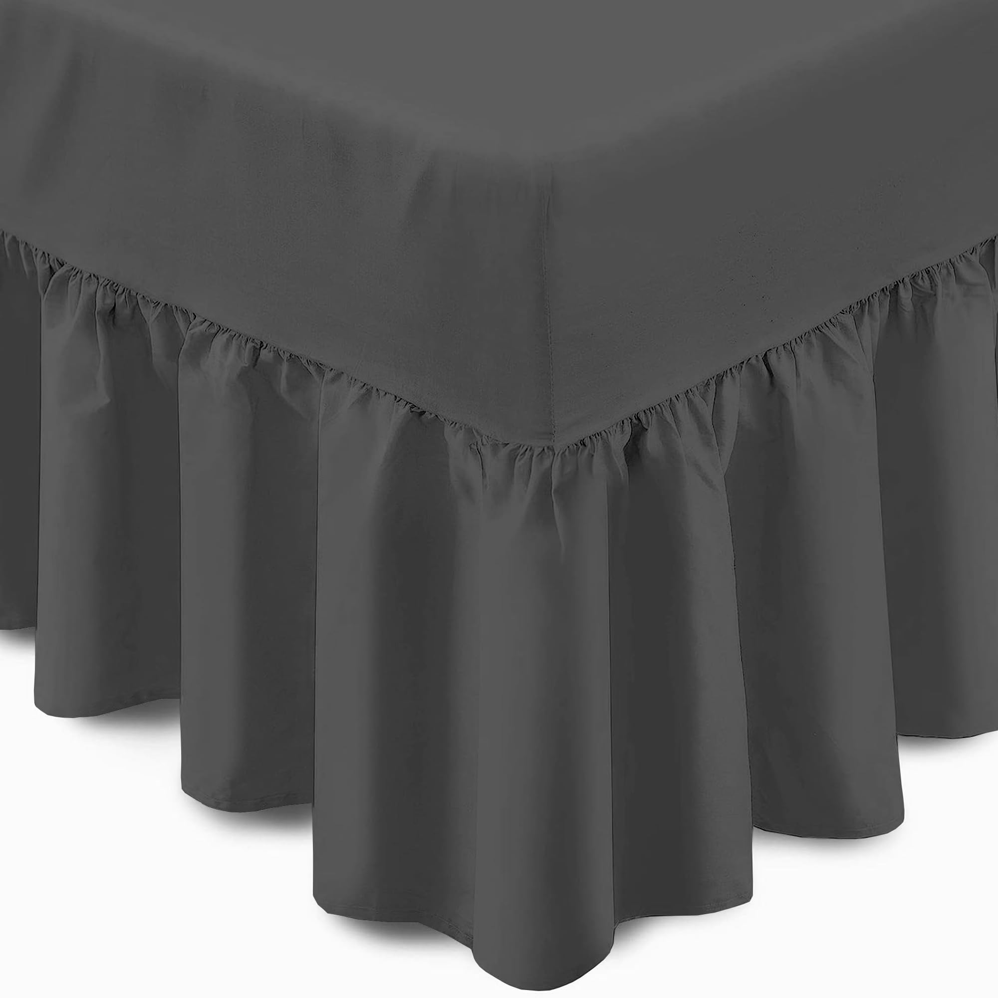 Reliance Bedding 100% Egyptian Cotton Super King Valance Fitted Sheet – 400 Thread Count Luxury Double Bed Sheet with Elegant Frill, Ultra-Soft, Breathable & Durable