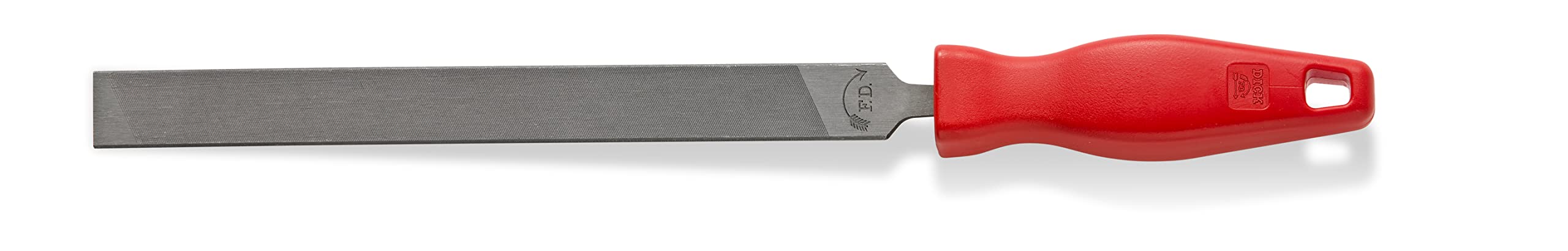 F.DICK 3413 2500 Mill Saw File (Round Edges, Cut 3, Length: 250 mm, Plastic Handle), Multicoloured