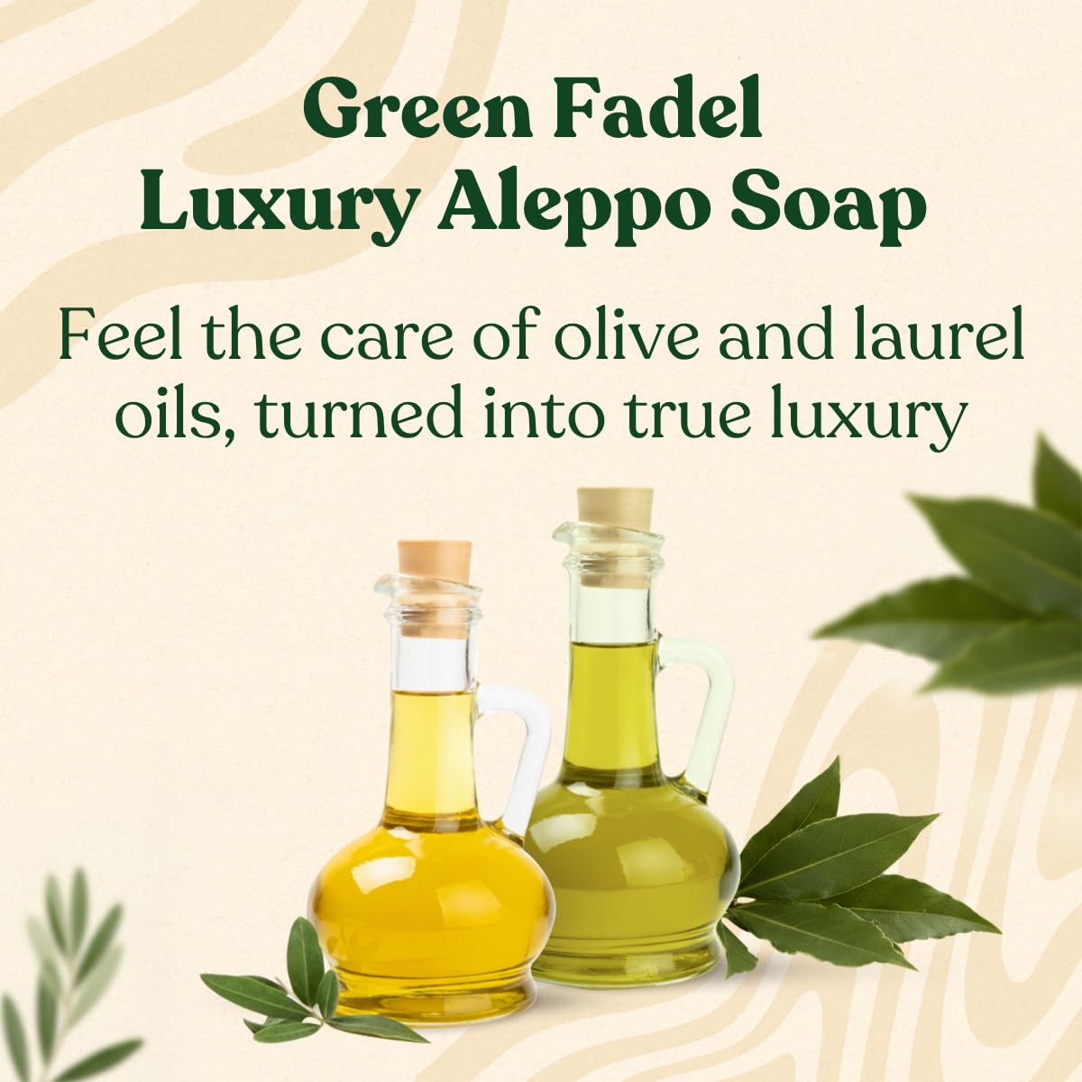 GREEN FADEL Sapone di Aleppo Luxury con Aroma di Gelsomino, 3 pezzi, con Olio d'Oliva e Olio di Alloro, Sapone all'Olio d'Oliva, Naturale
