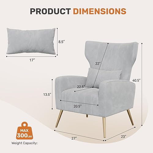 Miniatura 2 de Nalupatio Sillas decorativas modernas para sala de estar, silla de lectura tapizada de tela de terciopelo, sillón de mediados de siglo, sillón