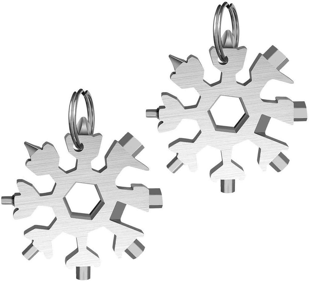 18in1 Snowflake MultiTool, Stainless Steel Snowflake Keychain Tool