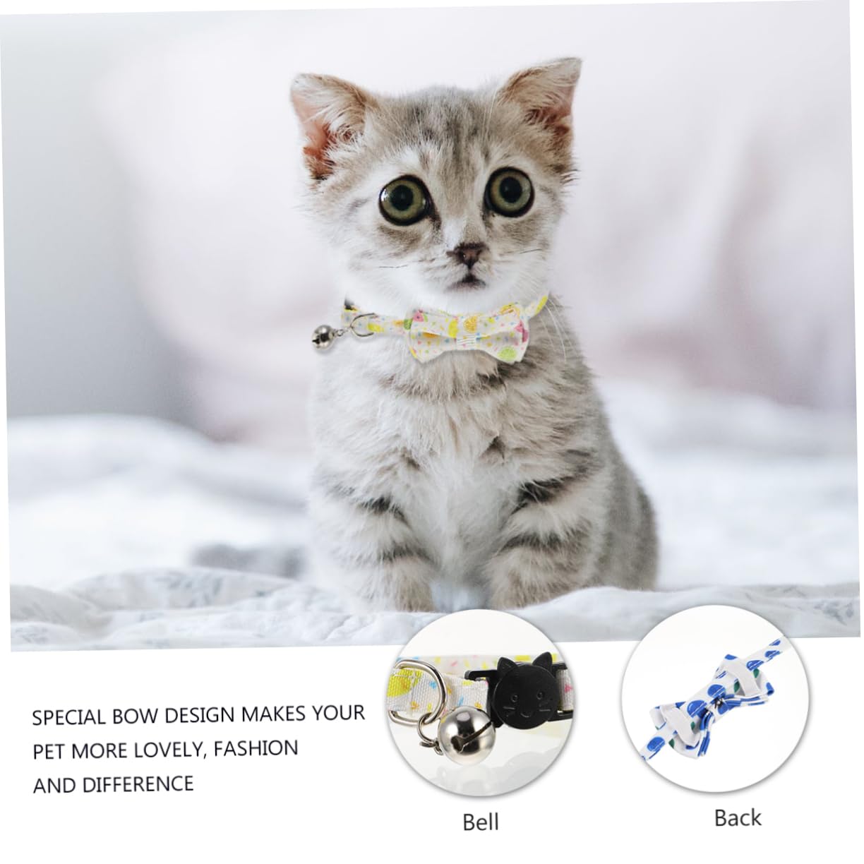 DOITOOL 9pezzi Collare Per Gatti Con Campanello e Fiori Di Accessori Estivi Per Animali Domestici Stile Unico e Funzionalità Pratica